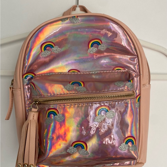 Rainbow Glitter Iridescent Pink Kids Backpacks - Picture 6 of 8